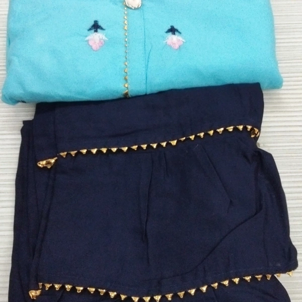 Plazo Set - Firozi & Blue , Free Size