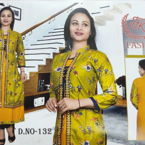 Kurti Frock Style - Mustard mehndi, Free Size