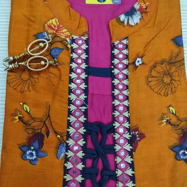Kurti Frock Style - Rani colour and multy, Free Size