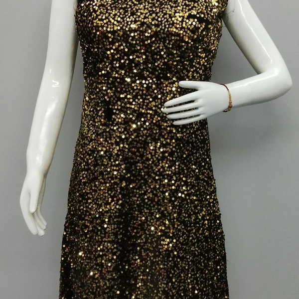 Black Velvet Golden Sequence Work - Black 🖤 and Golden sequence work, Free Size