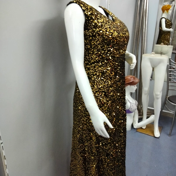 Black Velvet Golden Sequence Work - Black 🖤 and Golden sequence work, Free Size