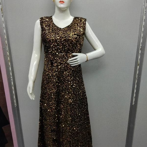 Black Velvet Golden Sequence Work - Black 🖤 and Golden sequence work, Free Size