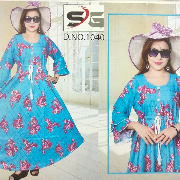Kurti Frock Style - Firozi, Free Size