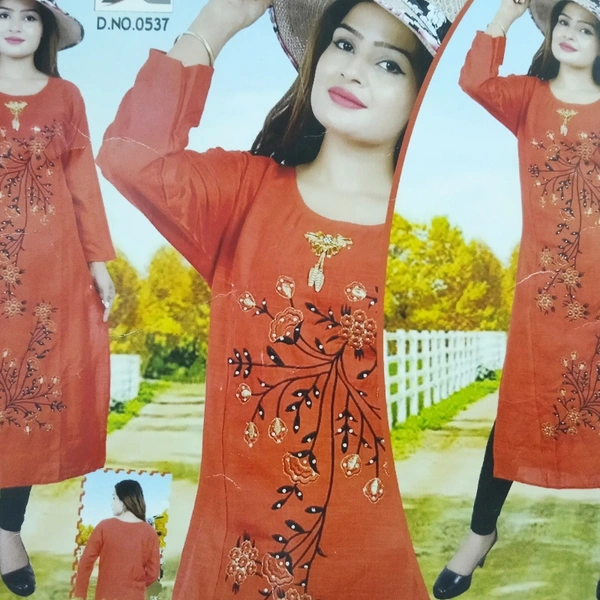 Kurti - Red ♥️ With Black Thread 🧵 work, Free Size