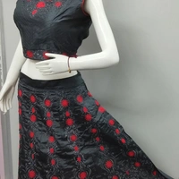 CROP TOP - Grey colour & Flower work, L