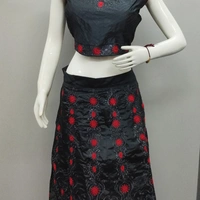 CROP TOP - Grey colour & Flower work, L