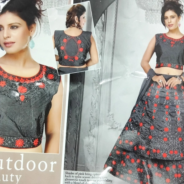 CROP TOP - Grey colour & Flower work, L