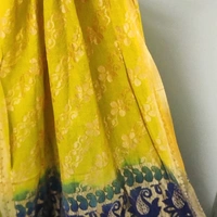 CROP TOP - Yellow Mustard and Nevy Blue Blouse Duptta, L