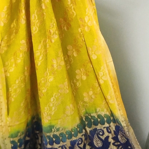CROP TOP - Yellow Mustard and Nevy Blue Blouse Duptta, L