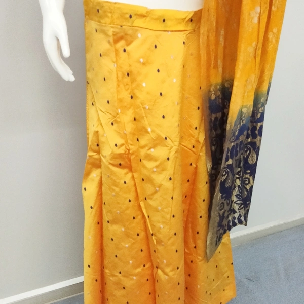 CROP TOP - Yellow Mustard and Nevy Blue Blouse Duptta, L