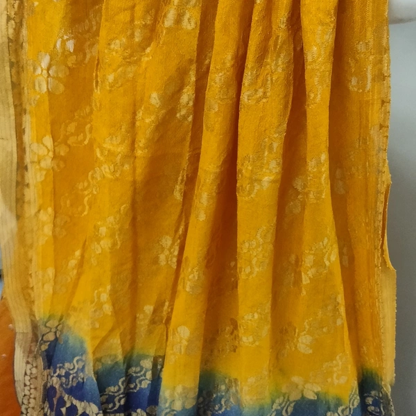 CROP TOP - Yellow Mustard and Nevy Blue Blouse Duptta, L