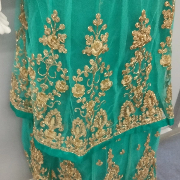 Crop Top With Long Koti - Peacock 🦚 Green, XL