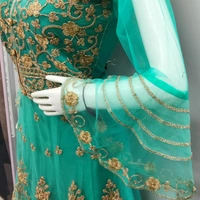 Crop Top With Long Koti - Peacock 🦚 Green, XL size