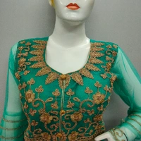 Crop Top With Long Koti - Peacock 🦚 Green, XL size