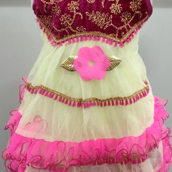 Girls Frock - Rani Pink and Cream, 22