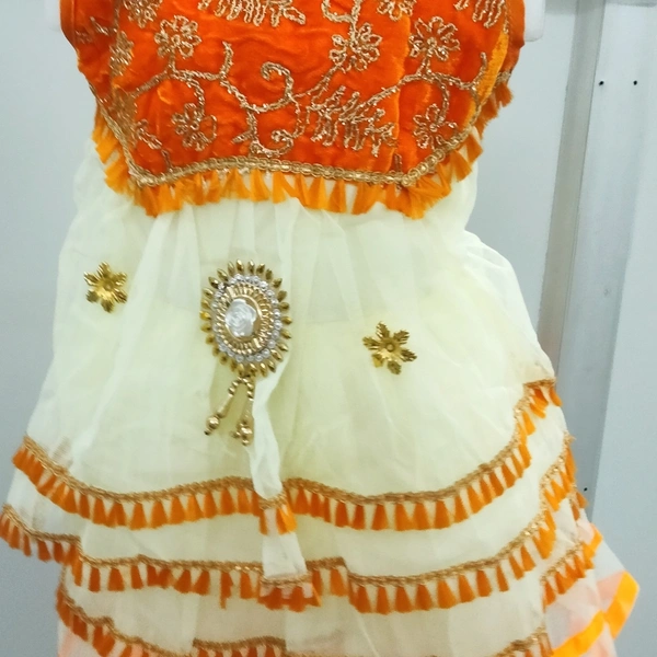 Girls Frock - Orange 🍊 and Cream, 24