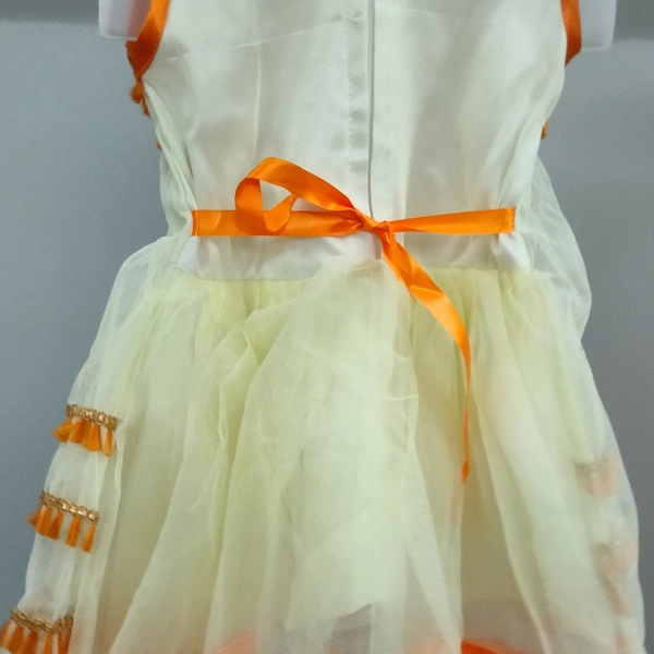 Girls Frock - Orange 🍊 and Cream, 24
