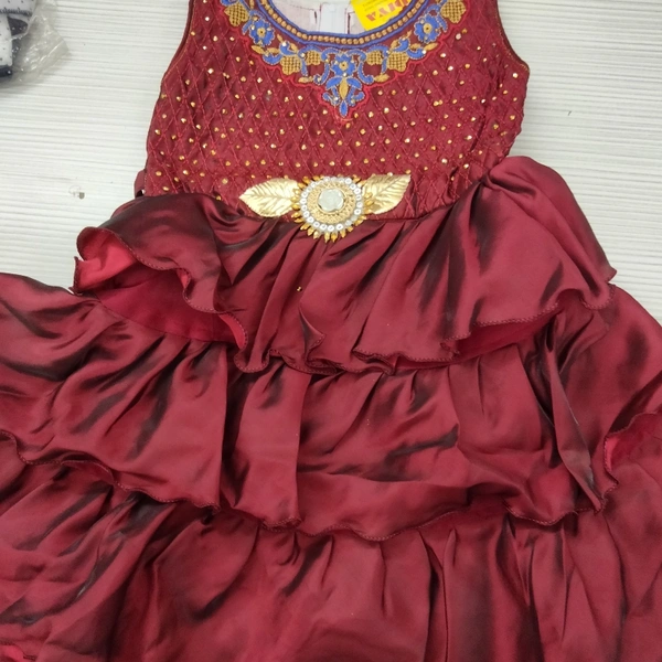 Girls Frock - Mahroon Red ♥️, 24