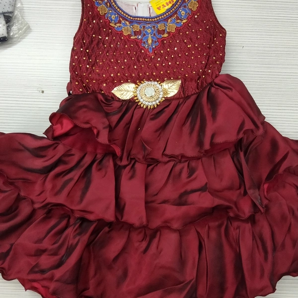 Girls Frock - Mahroon Red ♥️, 24