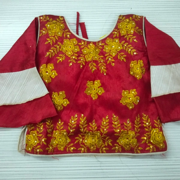 Crop Top For Kids - Mahroon Cream, 26