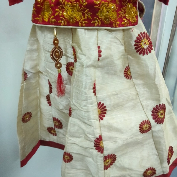 Crop Top For Kids - Mahroon Cream, 26
