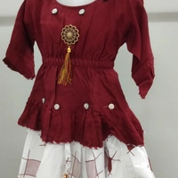 Kids Dress - mahroon Top Cream skirt, 20