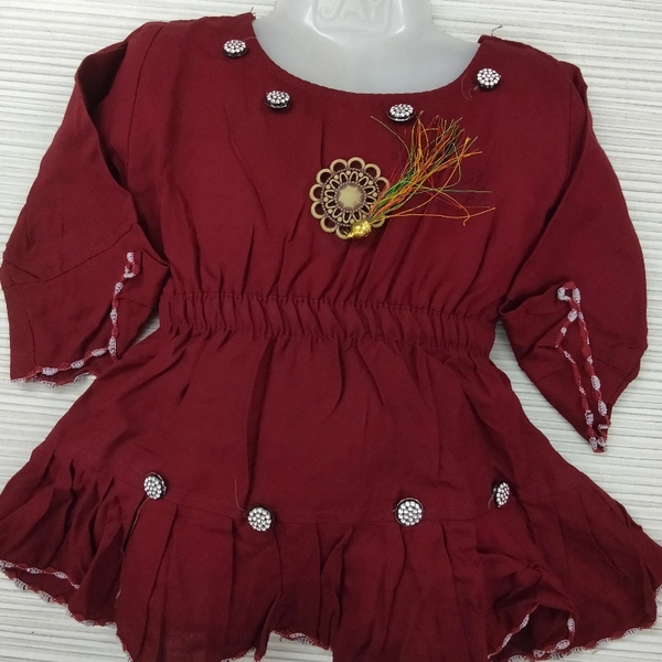 Kids Dress - mahroon Top Cream skirt, 20