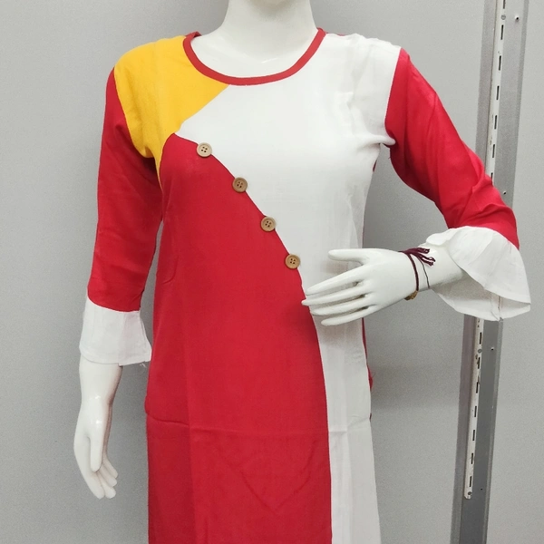 Designer KURTI - Red multi, S