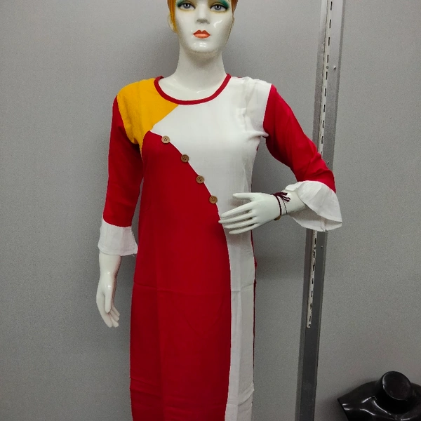 Designer KURTI - Red multi, S