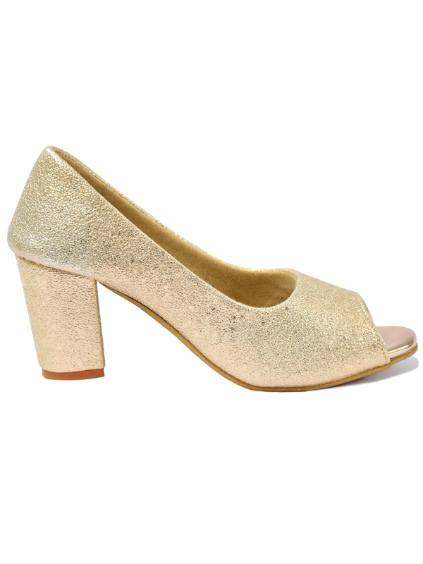 Stepee Casual & Trendy Party Wear Pump Block Heel Peep Toes Bally Sandal for Women - 41, Gold
