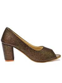 Stepee Casual & Trendy Party Wear Pump Block Heel Peep Toes Bally Sandal for Women - 38, Copper