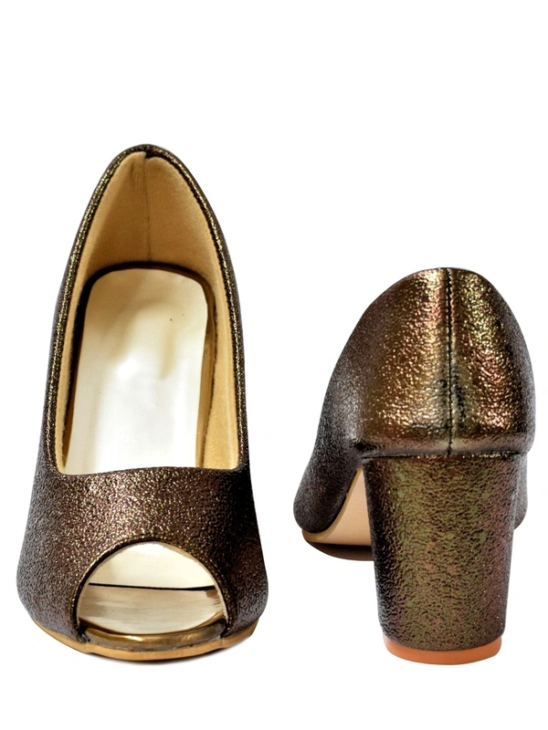 Stepee Casual & Trendy Party Wear Pump Block Heel Peep Toes Bally Sandal for Women - 38, Copper