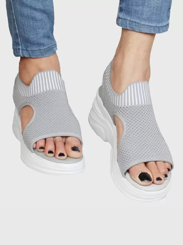 STEPEE Stepee Casual & Trendy Slingback Open Toe Flatform Wedge Sandal for Women - 38, Gray