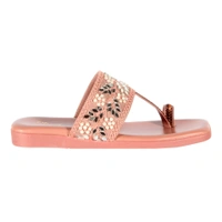 Stepee Casual & Stylish Toe Ring Kolhapuri Slipper Flat Sandal for Women - 37, Peach
