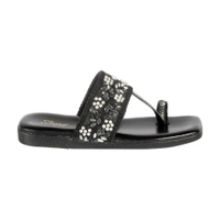 Stepee Casual & Stylish Toe Ring Kolhapuri Slipper Flat Sandal for Women - 40, Black