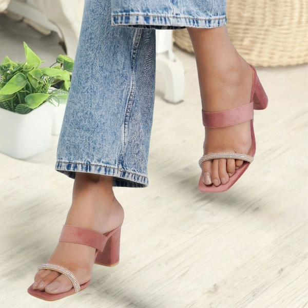 Stepee Casual & Trendy Open Toe Slip on Style Open Back Block Heel Fashion Sandal for Women - 38, Pink