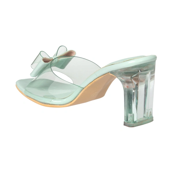Stepee Girl's Stylish Fashion Sandal For Women 2 Inch Transparent (Clear) Block Heel Sandals - 37, Sea Green