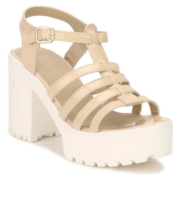 Stepee elegant strap sandal with contrast heel - 37, Grain Brown