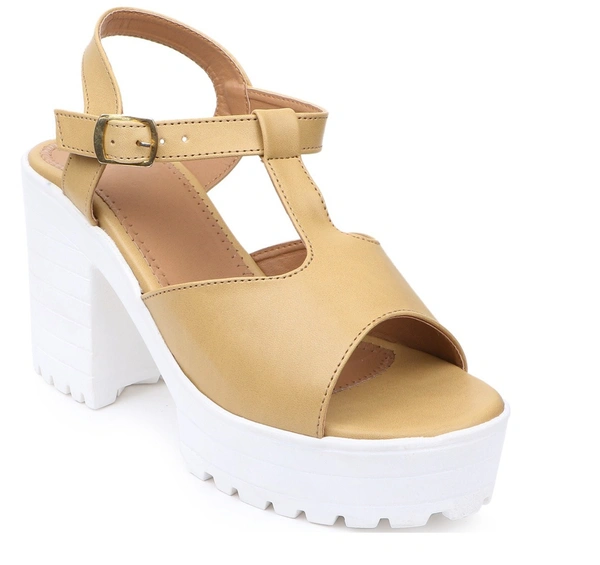Stepee unique classy sandal with block heel - 41, Putty
