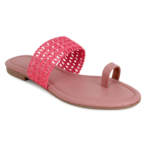 Stepee Flat angootha slipper kohlapuri look - 41, New York Pink