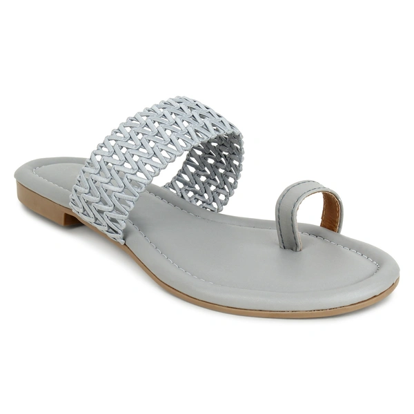 Stepee Flat angootha slipper kohlapuri look - 41, Cloudy