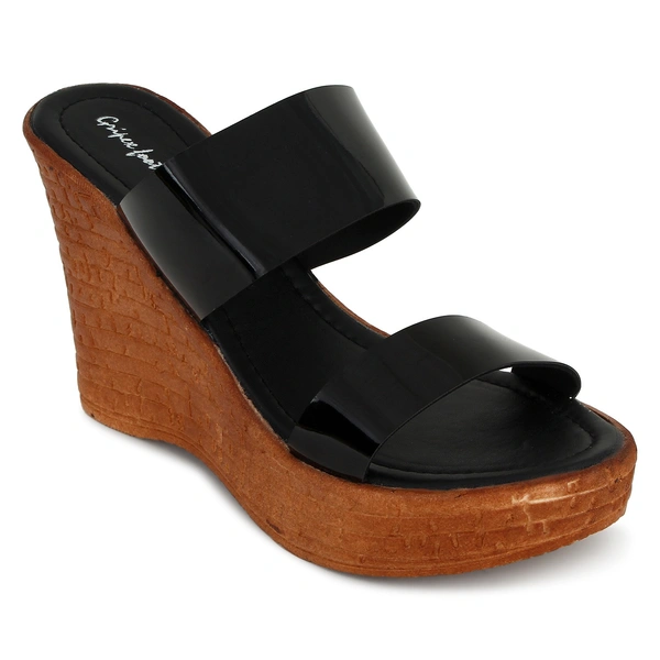 Stepee Elegant high heel party wear slip on - 38, Black