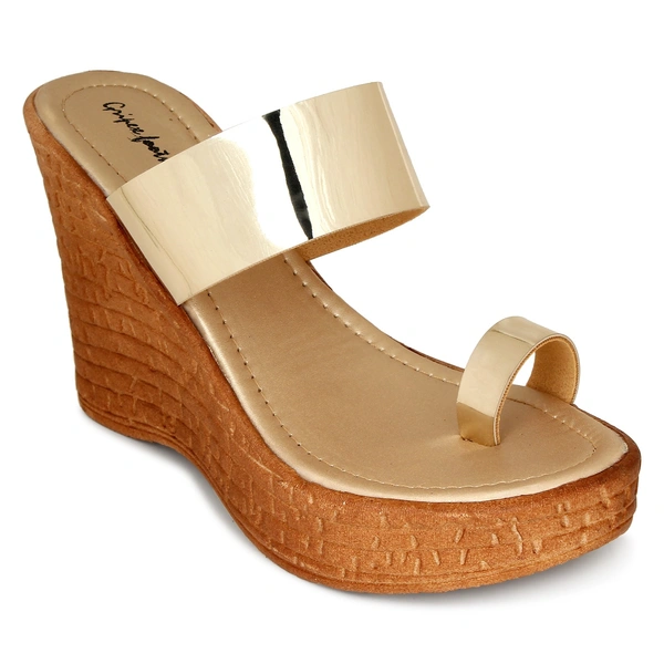 Stepee Elegant high heel angootha look - 39, Luxor Gold