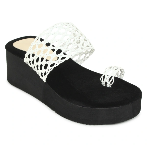 Stepee Beautiful net handwork slippers - 39, White