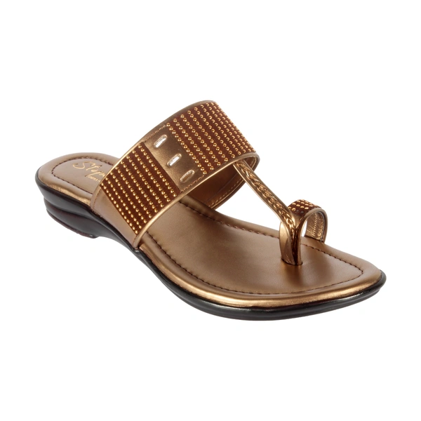 Stepee Fashionable stud look slipper - 37, Copper