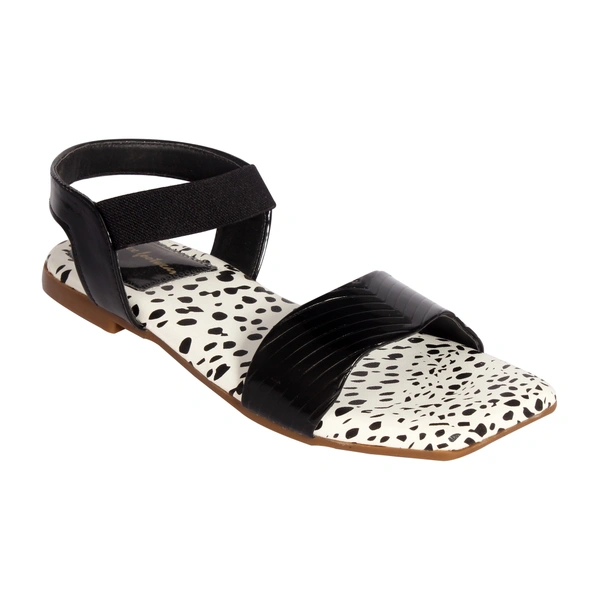Stepee Stylish printed sole sandal - 38, Black