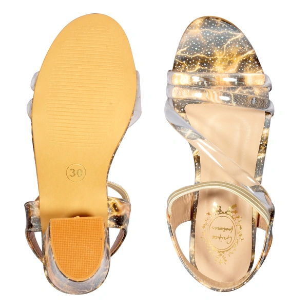 Stepee Wonderful printed kids sandal with comfortable fitting - 33, Potters Clay