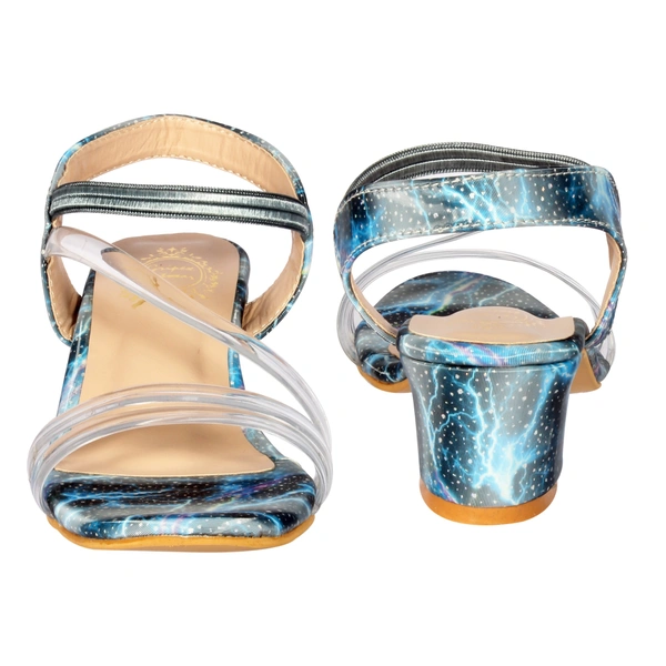 Stepee Wonderful printed kids sandal with comfortable fitting - 35, Boston Blue