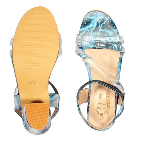 Stepee Wonderful printed kids sandal with comfortable fitting - 35, Boston Blue