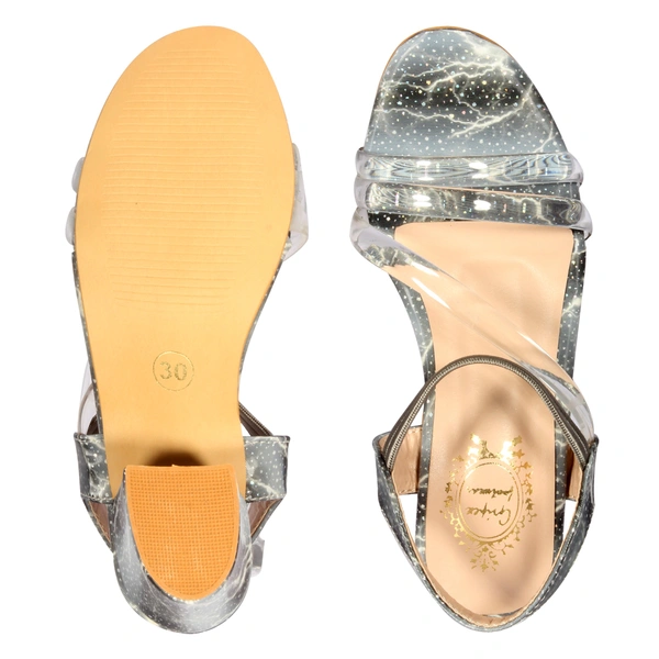 Stepee Wonderful printed kids sandal with comfortable fitting - 35, Dove Gray